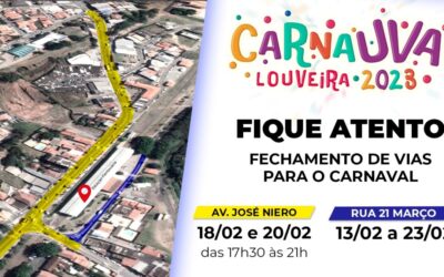 Louveira informa ruas interditadas durante programação de carnaval e rotas alternativas