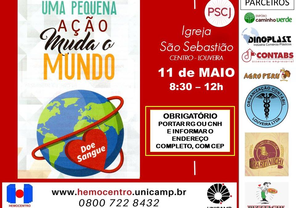 UMA PEQUENA AÇÃO MUDA O MUNDO. DOE SANGUE.