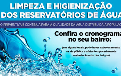 Em compromisso com a transparência, Prefeitura divulga cronograma de limpeza e higienização dos reservatórios de água