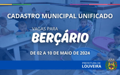 Prefeitura abre cadastro para vagas de berçário de 2 a 10 de maio na Secretaria de Educação